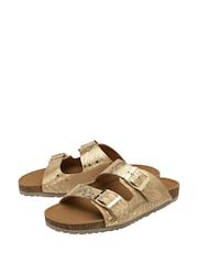 Dunlop Gold Leather Twin Strap Sandals - Image 2 of 4