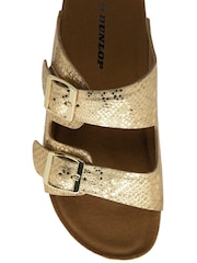 Dunlop Gold Leather Twin Strap Sandals - Image 4 of 4
