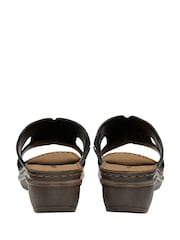 Dunlop Black Leather Wedge Mules Sandals - Image 3 of 4