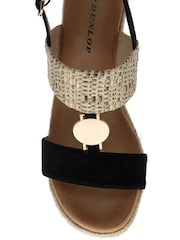 أسود - Dunlop Double Strap Wedge Sandals - صورة 4 من 4