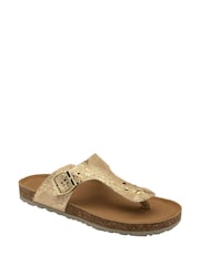 Dunlop Gold Leather Toe-Post Sandals - Image 1 of 4