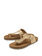 Dunlop Gold Leather Toe-Post Sandals - Image 2 of 4