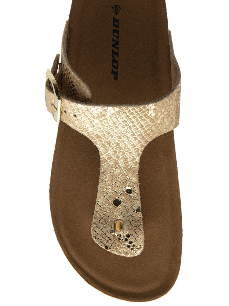 Dunlop Gold Leather Toe-Post Sandals - Image 4 of 4