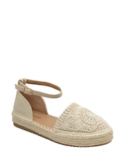 Dunlop Cream Ankle Strap Flatform Shoes - Image 1 of 4