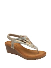 Dunlop Gold Toe-Post Wedge Elasticated Sandals - Image 1 of 4
