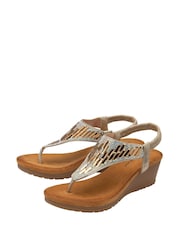 Dunlop Gold Toe-Post Wedge Elasticated Sandals - Image 2 of 4