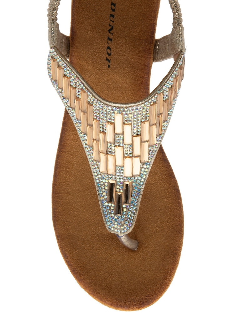 Dunlop Gold Toe-Post Wedge Elasticated Sandals - Image 4 of 4