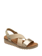 Dunlop Gold Elasicated Strap Wedge Sandals - Image 1 of 4