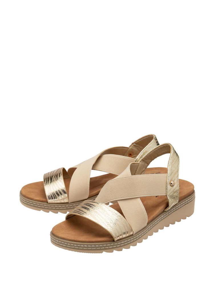 Dunlop Gold Elasicated Strap Wedge Sandals - Image 2 of 4