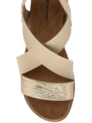 Dunlop Gold Elasicated Strap Wedge Sandals - Image 4 of 4