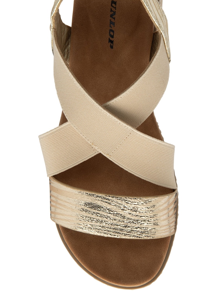 Dunlop Gold Elasicated Strap Wedge Sandals - Image 4 of 4