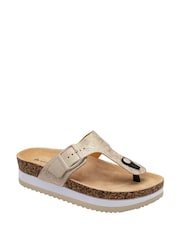 Dunlop Gold Toe-Post Wedge Sandals - Image 1 of 4