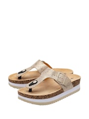 Dunlop Gold Toe-Post Wedge Sandals - Image 2 of 4