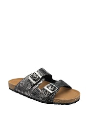 Dunlop Black Leather Twin Strap Sandals - Image 1 of 4