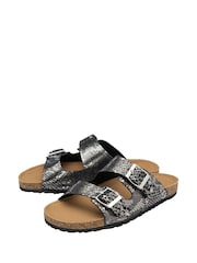 Dunlop Black Leather Twin Strap Sandals - Image 2 of 4
