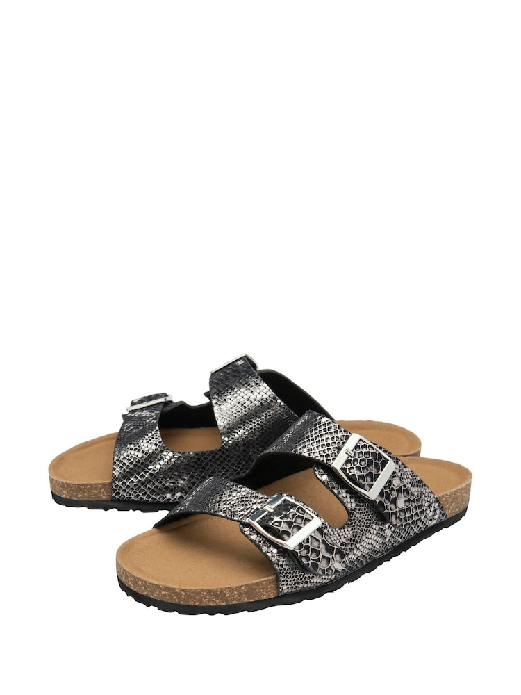 Dunlop Black Leather Twin Strap Sandals - Image 2 of 4
