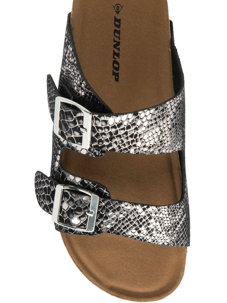 Dunlop Black Leather Twin Strap Sandals - Image 4 of 4