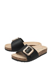 Dunlop Black Single Buckle Footbed Sandals - Image 2 of 4
