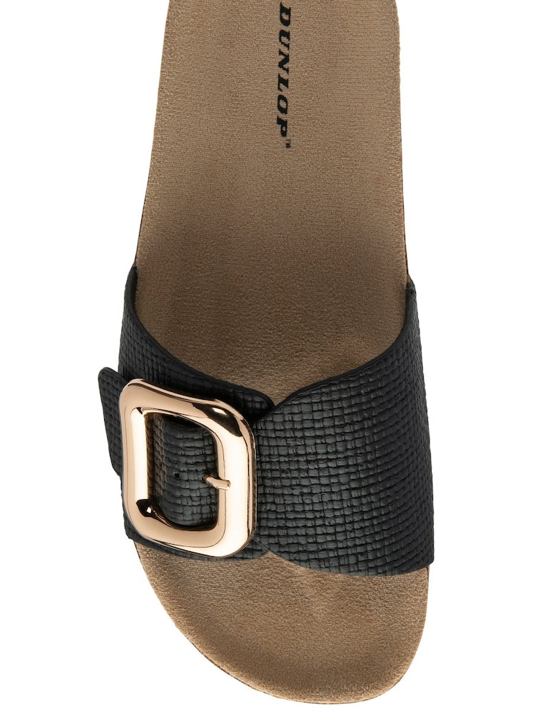 Dunlop Black Single Buckle Footbed Sandals - Image 4 of 4