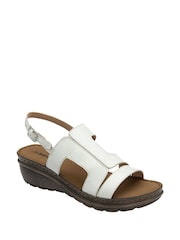 Dunlop White Leather Wedge Sandals - Image 1 of 4
