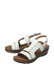 Dunlop White Leather Wedge Sandals - Image 2 of 4