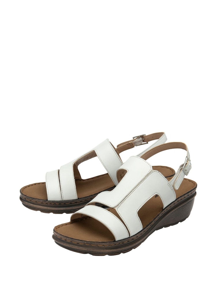 Dunlop White Leather Wedge Sandals - Image 2 of 4