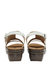 Dunlop White Leather Wedge Sandals - Image 3 of 4