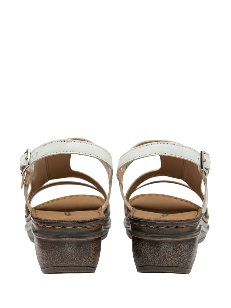 Dunlop White Leather Wedge Sandals - Image 3 of 4