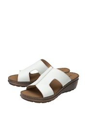 Dunlop White Leather Wedge Mules Sandals - Image 2 of 4