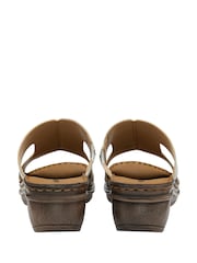 Dunlop White Leather Wedge Mules Sandals - Image 3 of 4