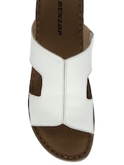 Dunlop White Leather Wedge Mules Sandals - Image 4 of 4