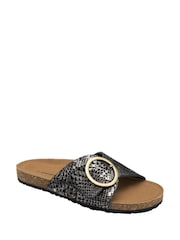 Dunlop Black Leather Footbed Mules - Image 1 of 4