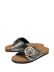 Dunlop Black Leather Footbed Mules - Image 2 of 4
