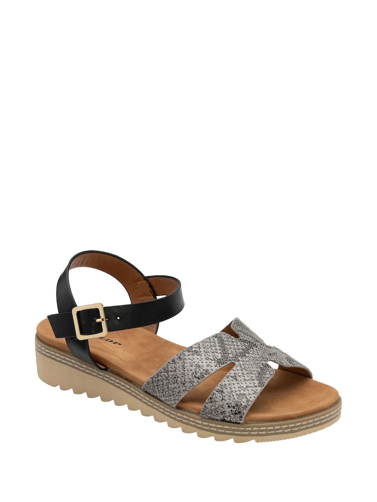 Dunlop Black Twin Strap Buckle Sandals - Image 1 of 4