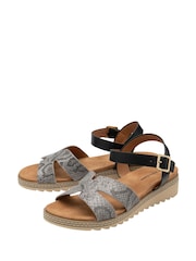 Dunlop Black Twin Strap Buckle Sandals - Image 2 of 4