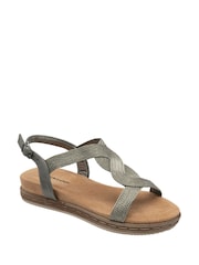 Dunlop Grey T-Bar Buckle Strap Sandals - Image 1 of 4