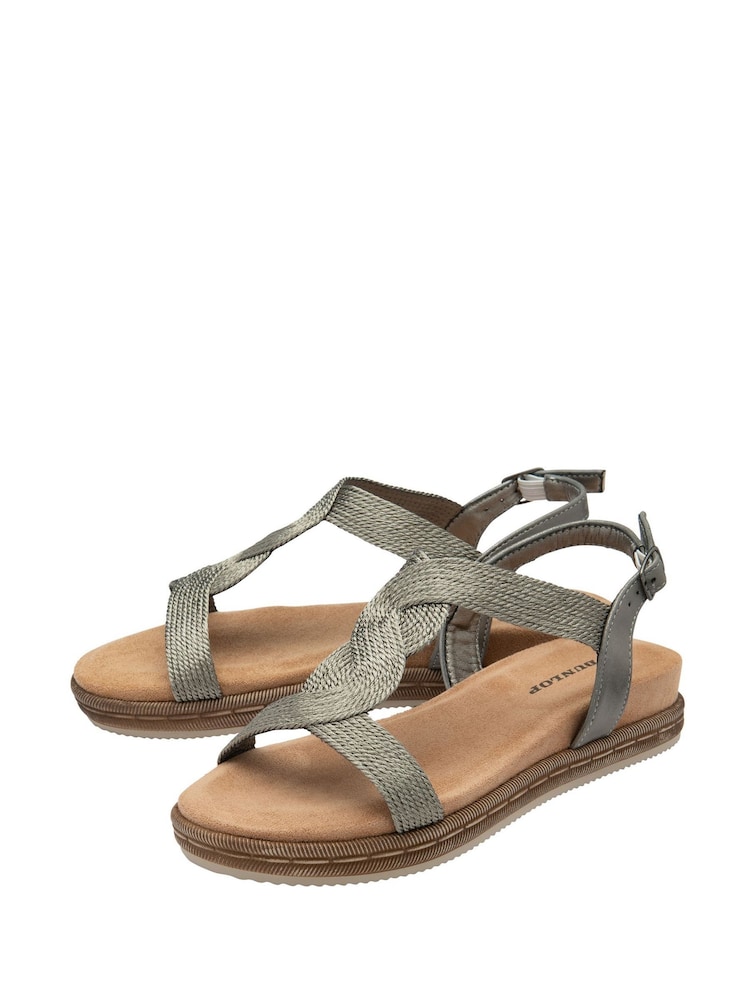 Dunlop Grey T-Bar Buckle Strap Sandals - Image 2 of 4