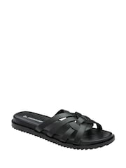 Dunlop Black Leather Multi Strap Mules Sandals - Image 1 of 4