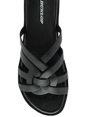 Dunlop Black Leather Multi Strap Mules Sandals - Image 4 of 4