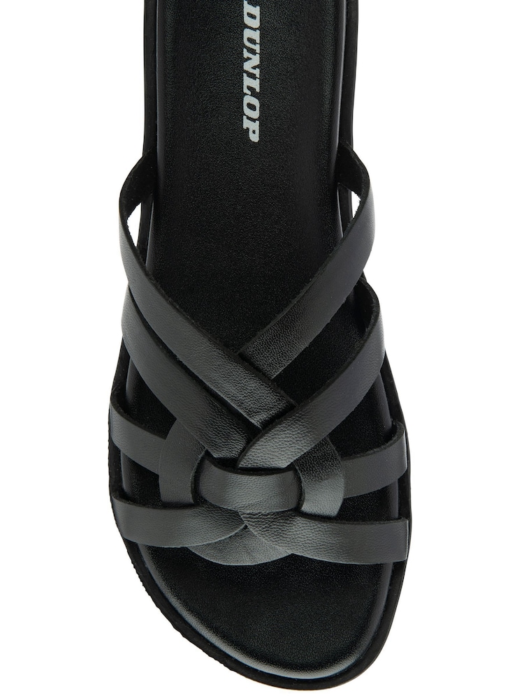 Dunlop Black Leather Multi Strap Mules Sandals - Image 4 of 4