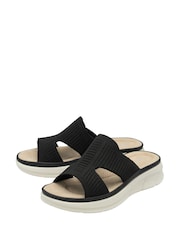 Dunlop Black Elasticated Mules Wedge Sandals - Image 2 of 4