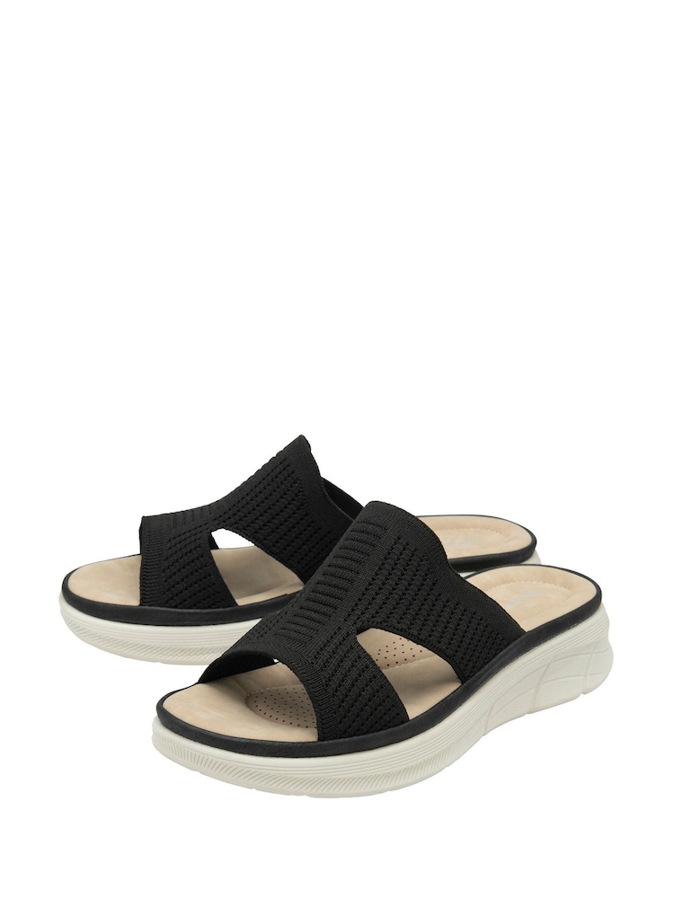 Dunlop Black Elasticated Mules Wedge Sandals - Image 2 of 4