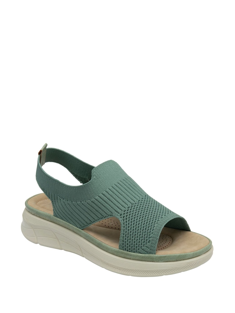 Dunlop Green Elasticated Wedge Sandals - Image 1 of 4