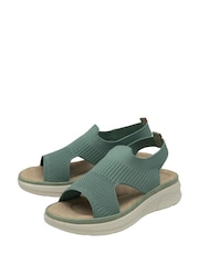 Dunlop Green Elasticated Wedge Sandals - Image 2 of 4