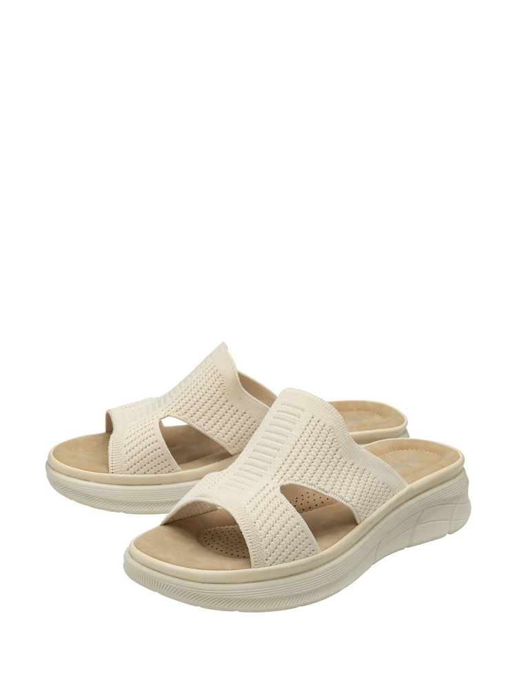 Dunlop Cream Elasticated Mules Wedge Sandals - Image 2 of 4