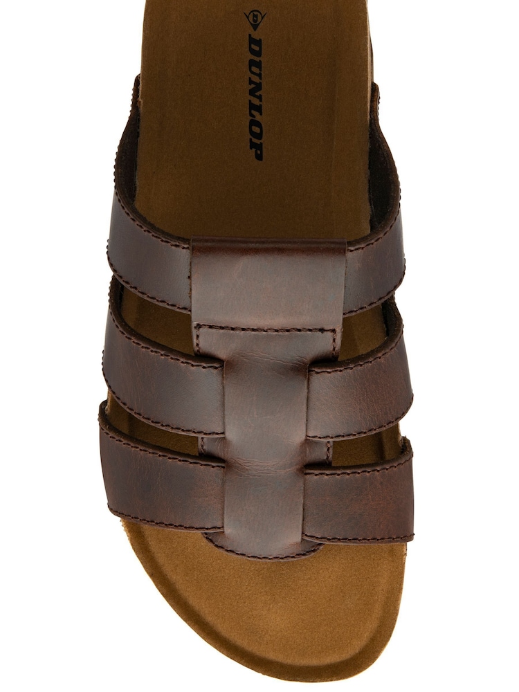 Dunlop Brown Mens Leather Mules - Image 4 of 4