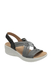 Schwarz - Dunlop Multi Elasticated Strap Wedge Sandals - Bild 1 von 4
