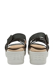 Schwarz - Dunlop Multi Elasticated Strap Wedge Sandals - Bild 3 von 4
