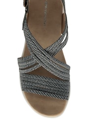 Schwarz - Dunlop Multi Elasticated Strap Wedge Sandals - Bild 4 von 4