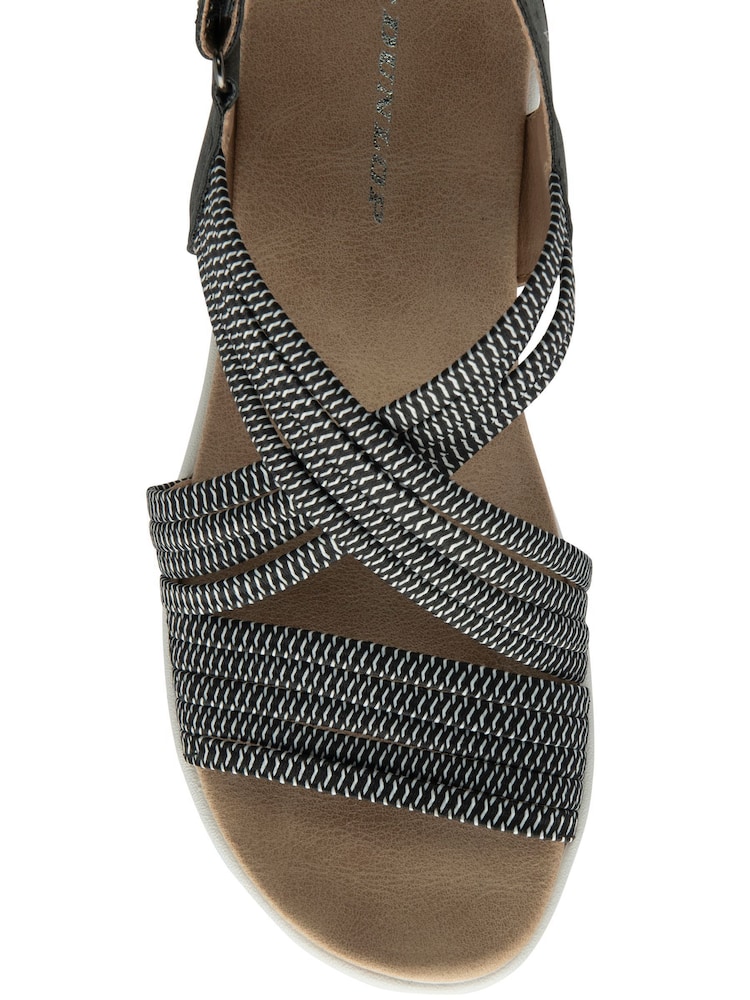 Schwarz - Dunlop Multi Elasticated Strap Wedge Sandals - Bild 4 von 4